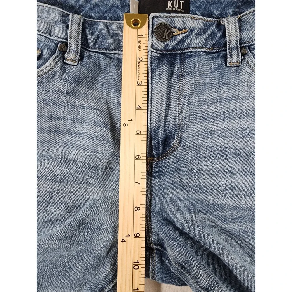 Kut from the Kloth Reese Crop Jeans Womens 6 Straight Ankle Distressed‎ Raw Hem